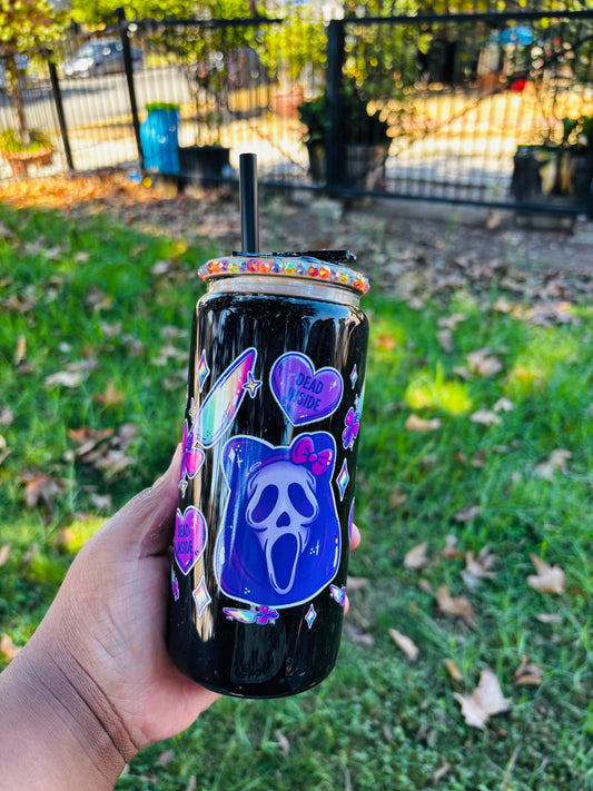 Dead inside 20oz glass snow globe cup