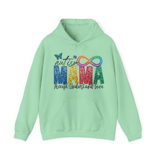 faux embroidery glitter autism mama Unisex Heavy Blend™ Hooded Sweatshirt