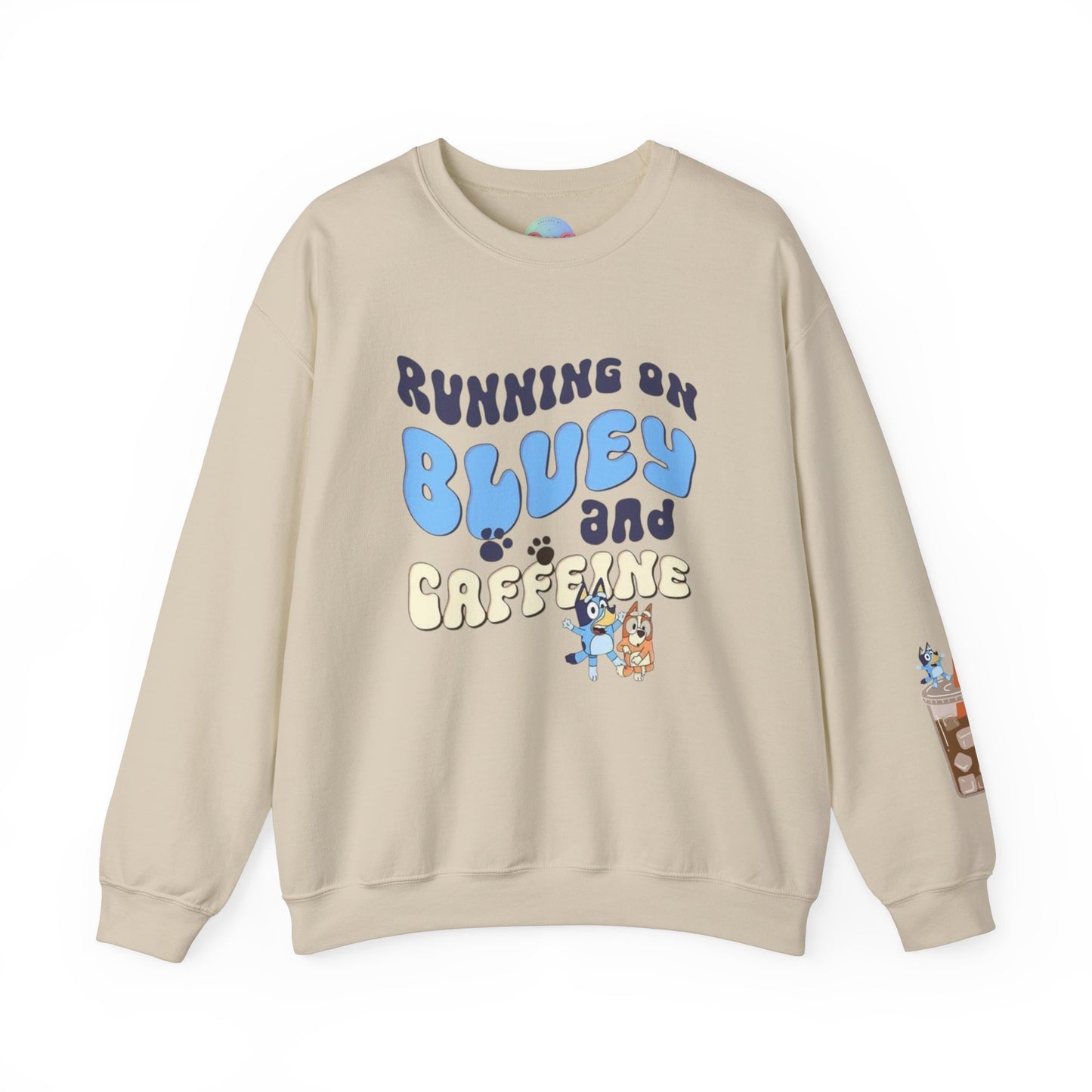 Running on bluey & caffeine Unisex Heavy Blend™ Crewneck Sweatshirt