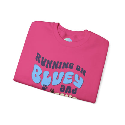 Running on bluey & caffeine Unisex Heavy Blend™ Crewneck Sweatshirt