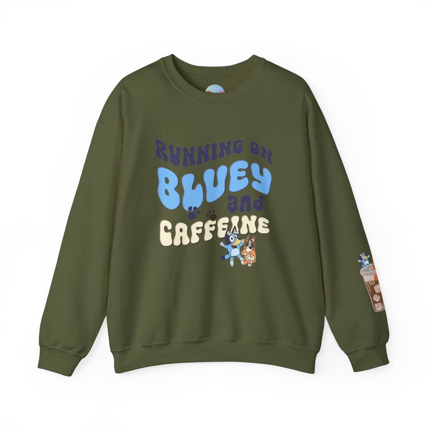 Running on bluey & caffeine Unisex Heavy Blend™ Crewneck Sweatshirt