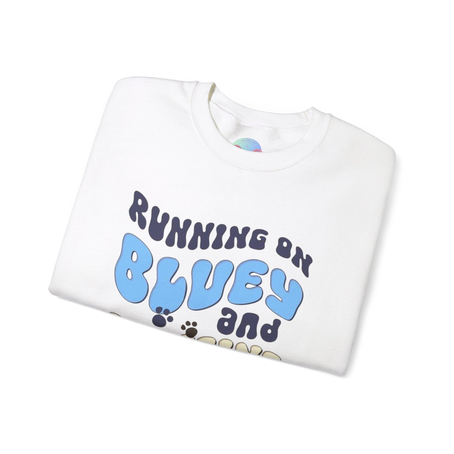 Running on bluey & caffeine Unisex Heavy Blend™ Crewneck Sweatshirt