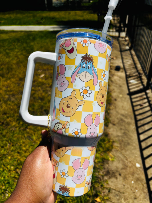 Yellow Pooh and friends 40oz tumbler