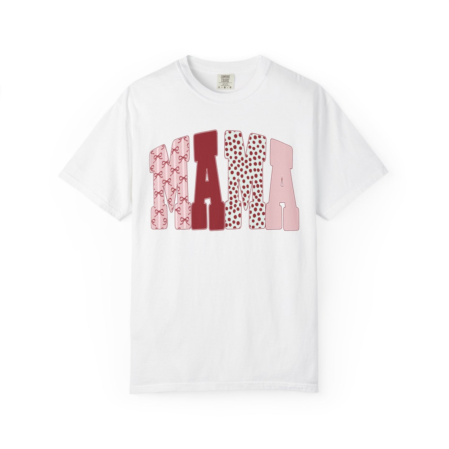 Mama Arch Text T-Shirt — Pink Patterned Mama Tee