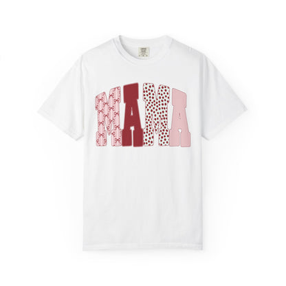 Mama Arch Text T-Shirt — Pink Patterned Mama Tee