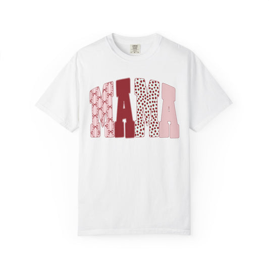 Mama Arch Text T-Shirt — Pink Patterned Mama Tee