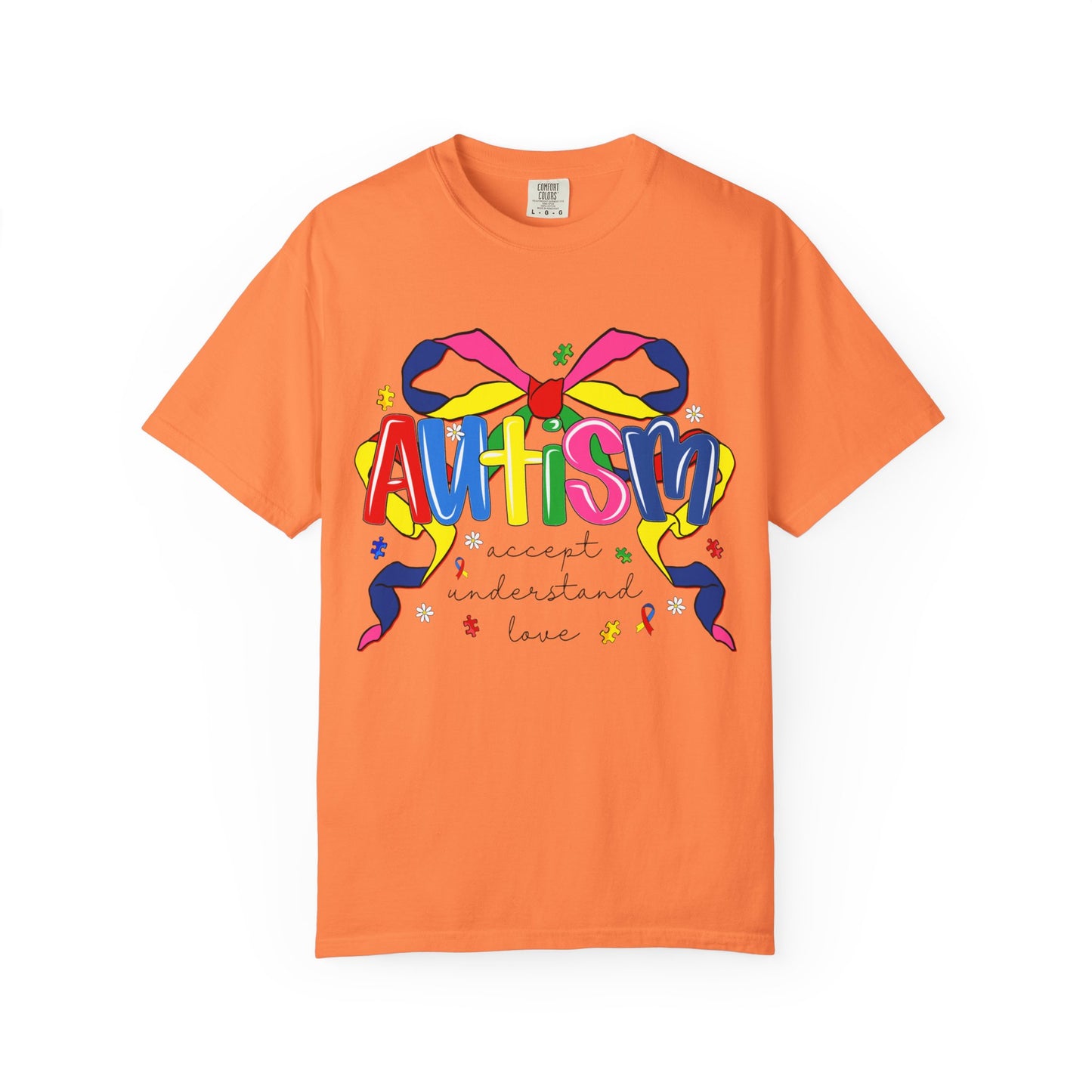 Autism Awareness Ribbon Bow T-Shirt — Accept Understand Love