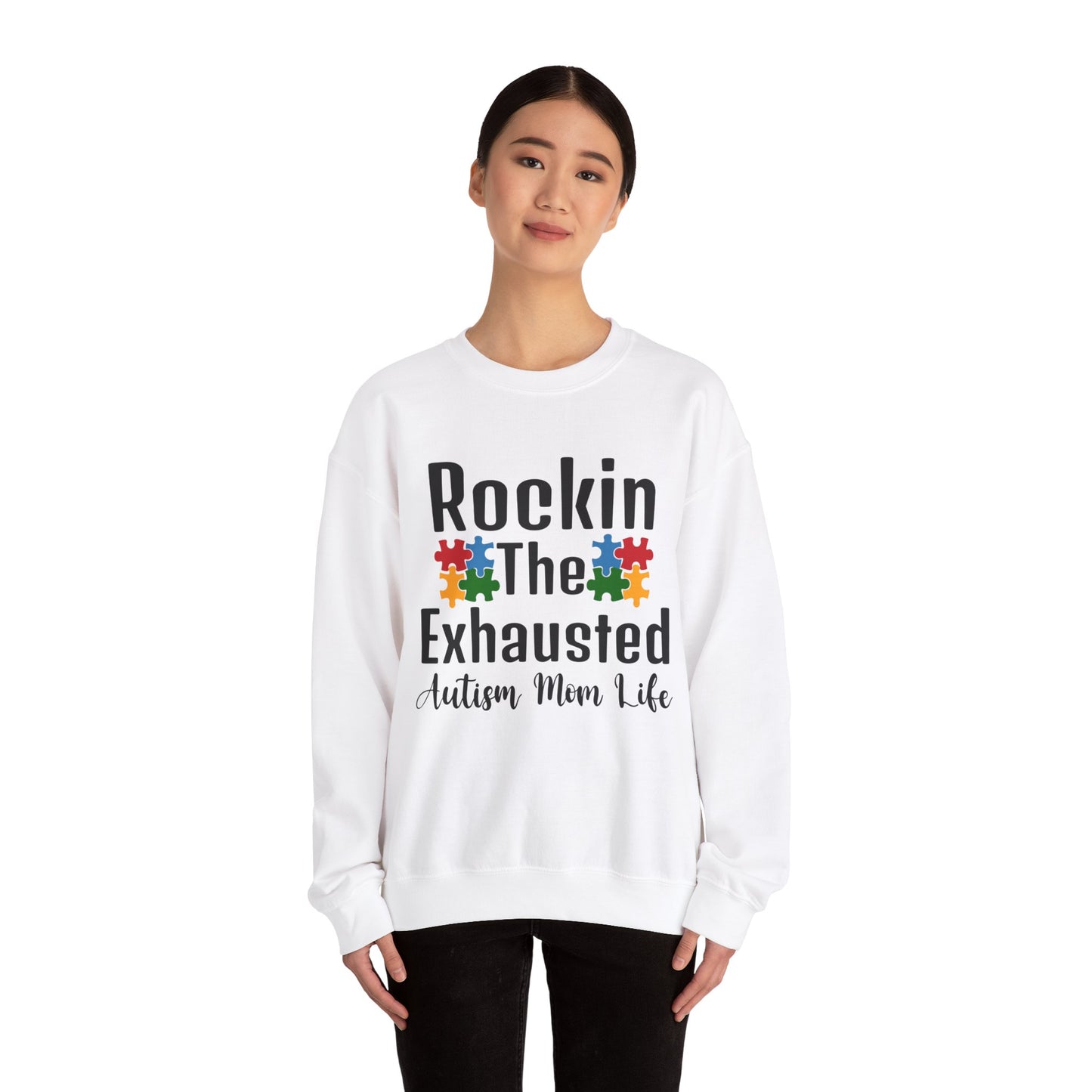 exhausted autism mom Unisex Heavy Blend™ Crewneck Sweatshirt