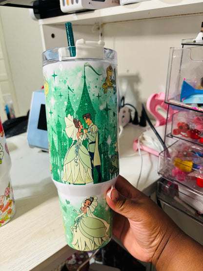 Princess tiana & prince 40oz tumbler
