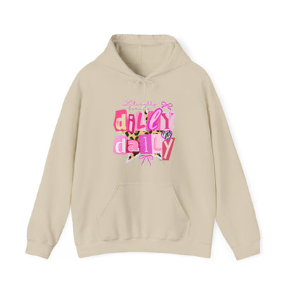 “Daily Gal” Pink Retro Hoodie – Cute Aesthetic Graphic Sweatshirt