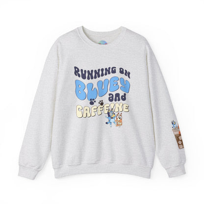 Running on bluey & caffeine Unisex Heavy Blend™ Crewneck Sweatshirt