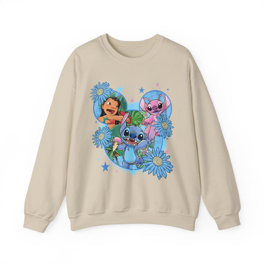 Blue monster floral crewneck