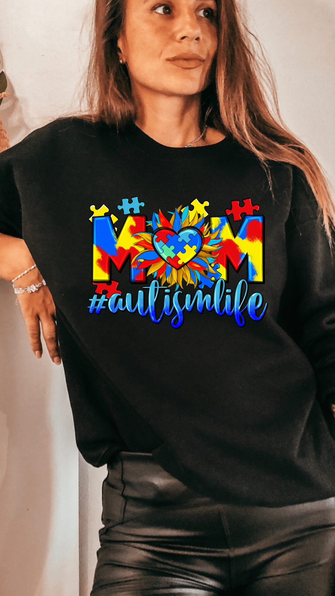 Autism Mom life Crewneck