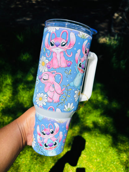 Flower stitch and angel 40oz tumbler