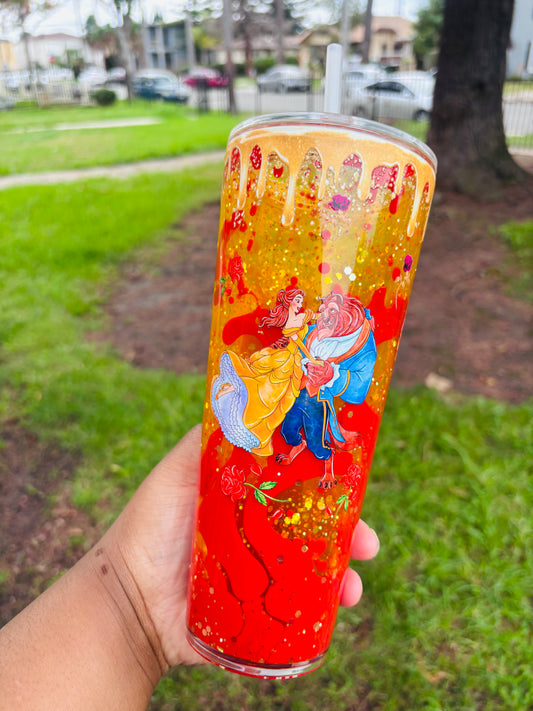 Beauty and the beast dual drip tumbler