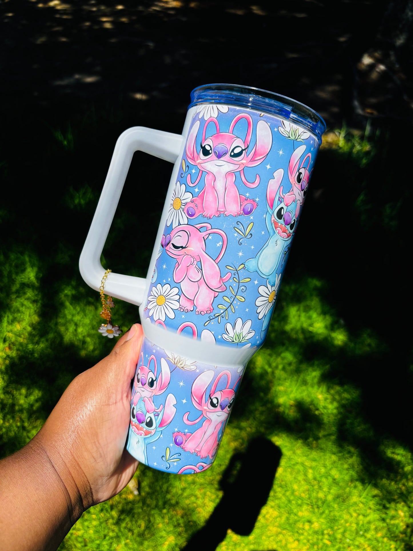 Flower stitch and angel 40oz tumbler