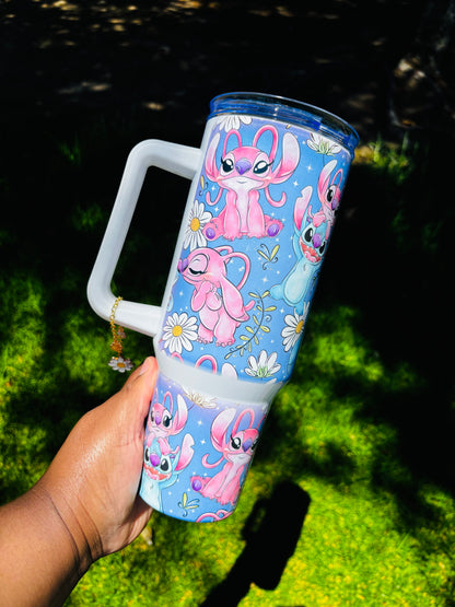 Flower stitch and angel 40oz tumbler