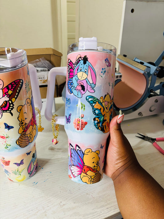 Butterfly Pooh and friends 40oz tumbler