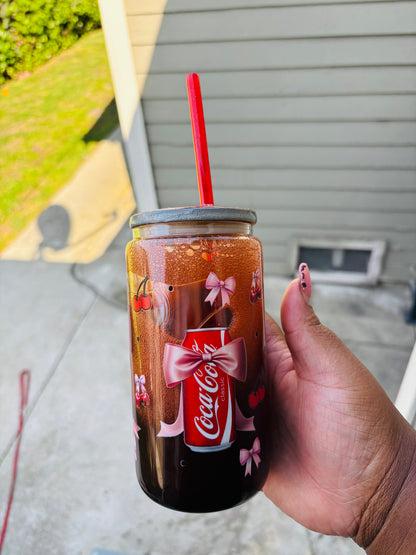 Mock Coke 16oz glass snowglobe cup