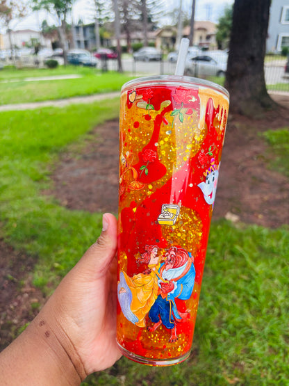 Beauty and the beast dual drip tumbler