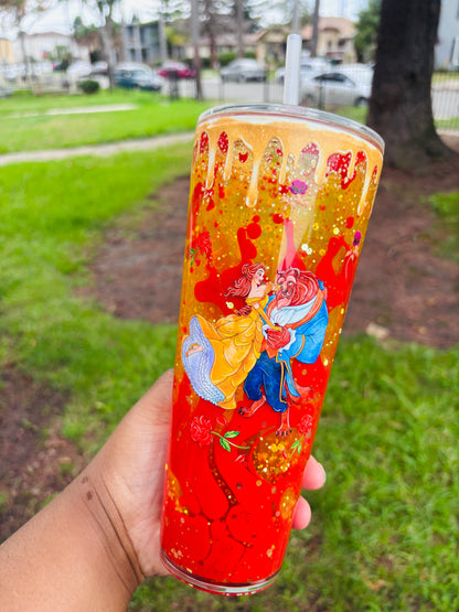Beauty and the beast dual drip tumbler