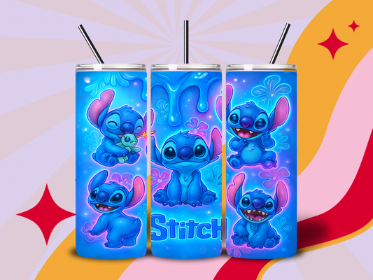 Blue pink stitch 20oz tumbler