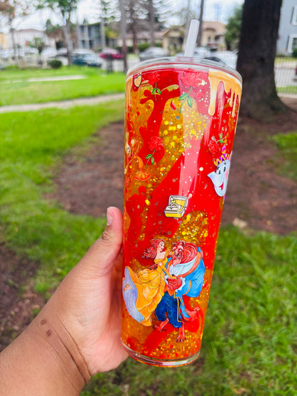 Beauty and the beast dual drip tumbler
