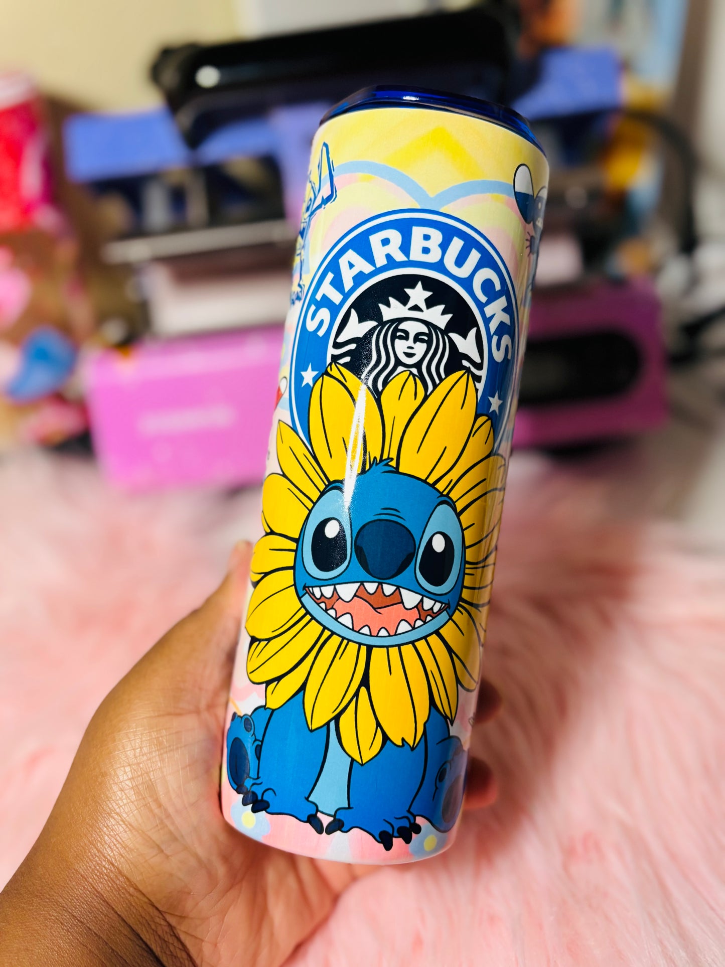 Sunflower blue monster 20oz tumbler