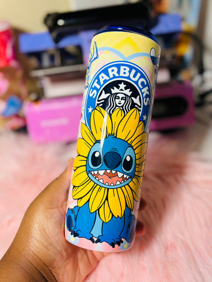 Sunflower blue monster 20oz tumbler