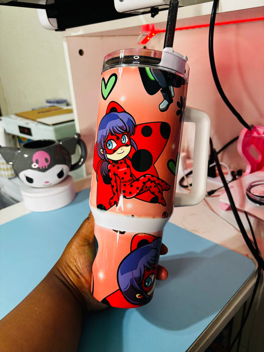 Miraculous ladybug & cat noir 40oz tumbler