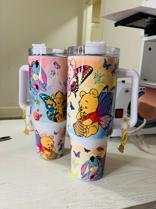 Butterfly Pooh and friends 40oz tumbler