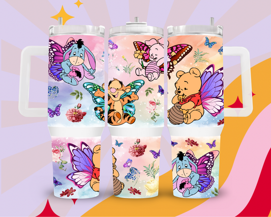 Butterfly Pooh and friends 40oz tumbler