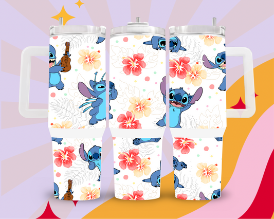 Flowers and stitch 40oz tumbler