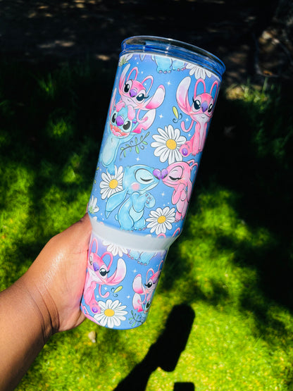 Flower stitch and angel 40oz tumbler