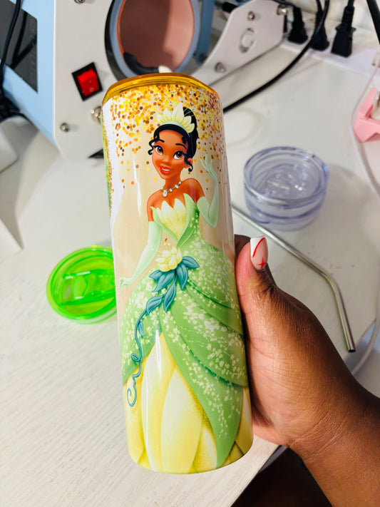 Glitter princess Tiana 20oz tumbler