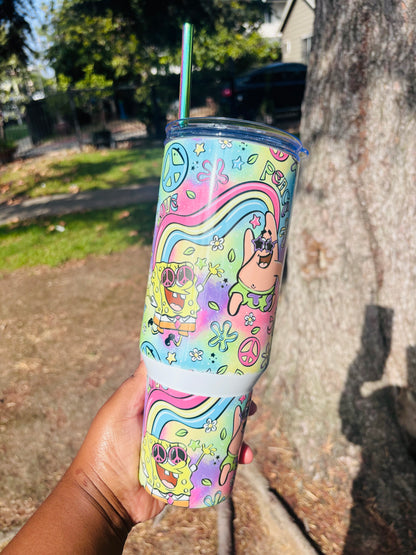 Retro SpongeBob and Patrick 40oz tumbler
