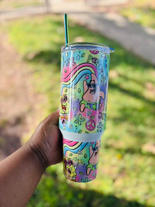 Retro SpongeBob and Patrick 40oz tumbler