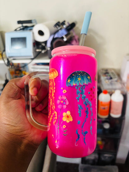 Jellyfish glass snow globe cup