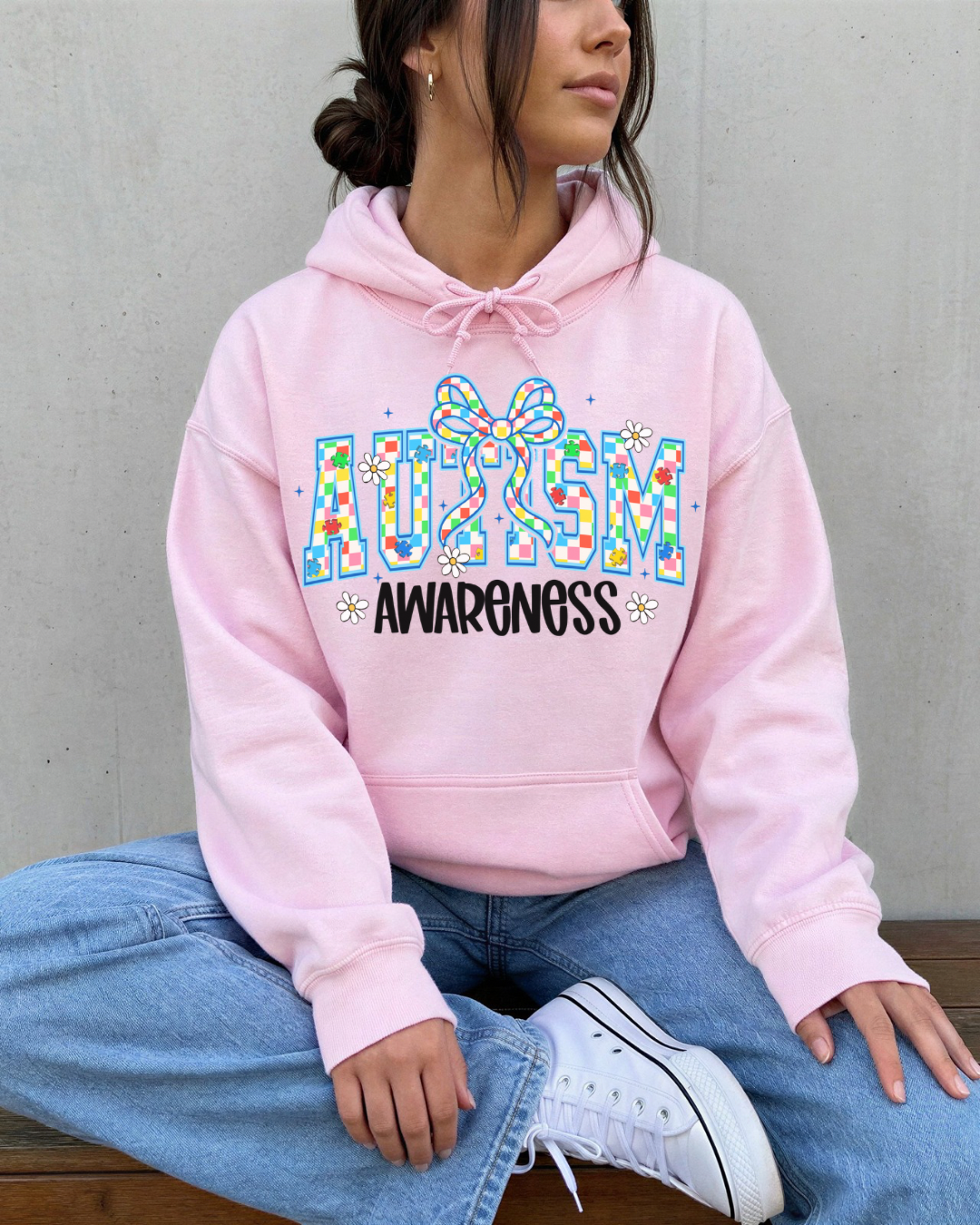 Autism Awareness Hoodie — Colorful Puzzle Ribbon Design