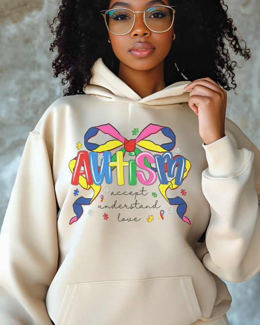 Autism Awareness Ribbon Hoodie — Colorful 'Autism' Support Sweatshirt