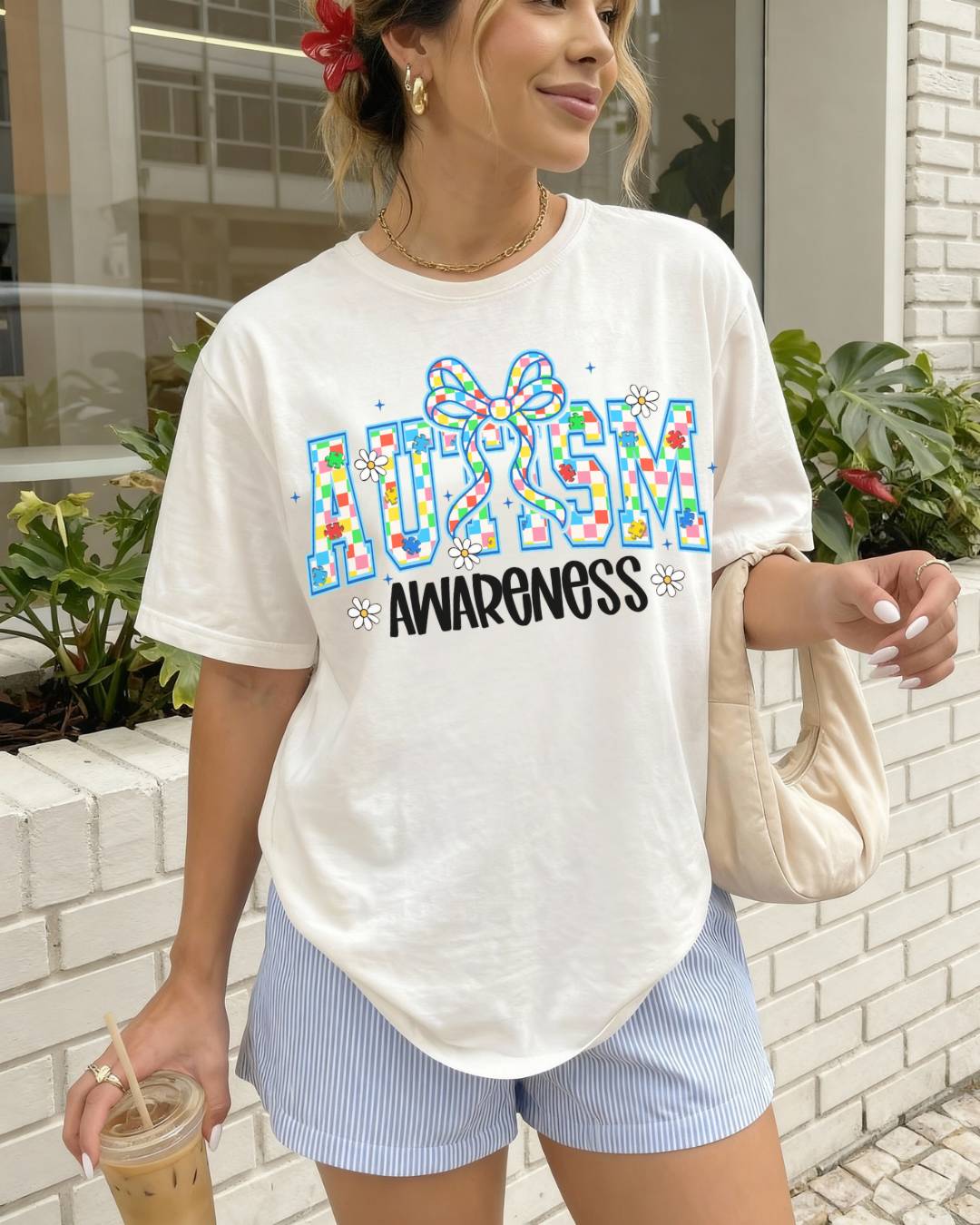 Autism Awareness T-Shirt — Colorful Puzzle Ribbon Tee