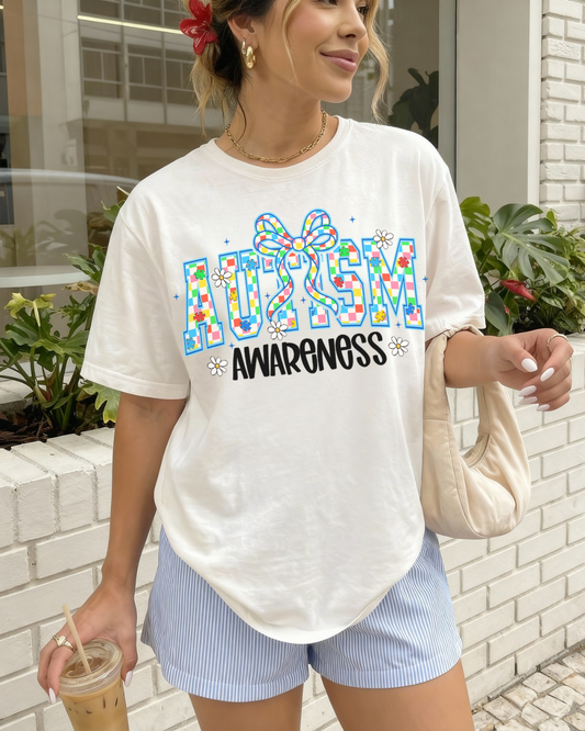 Autism Awareness T-Shirt — Colorful Puzzle Ribbon Tee