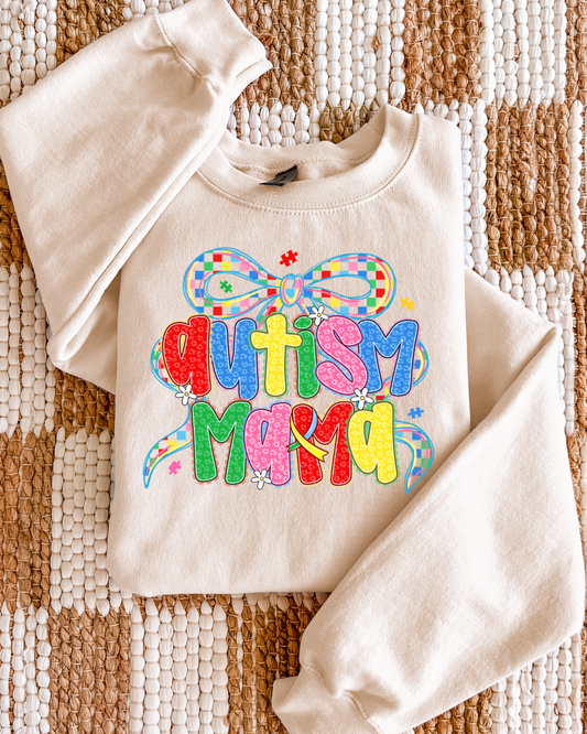 Colorful "Autism Mama" Ribbon Support Pullover