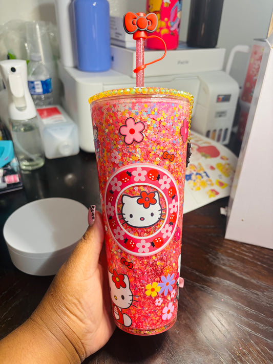 Kitty 24oz acrylic snow globe tumbler