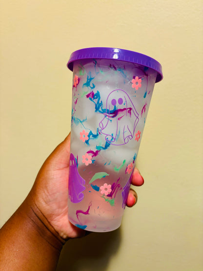 Flower ghost color changing cup