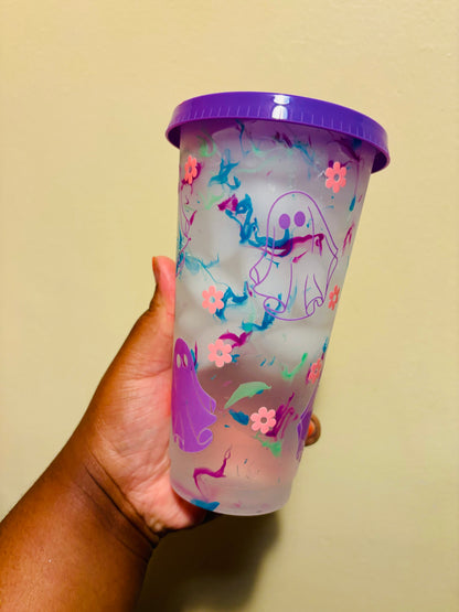 Flower ghost color changing cup