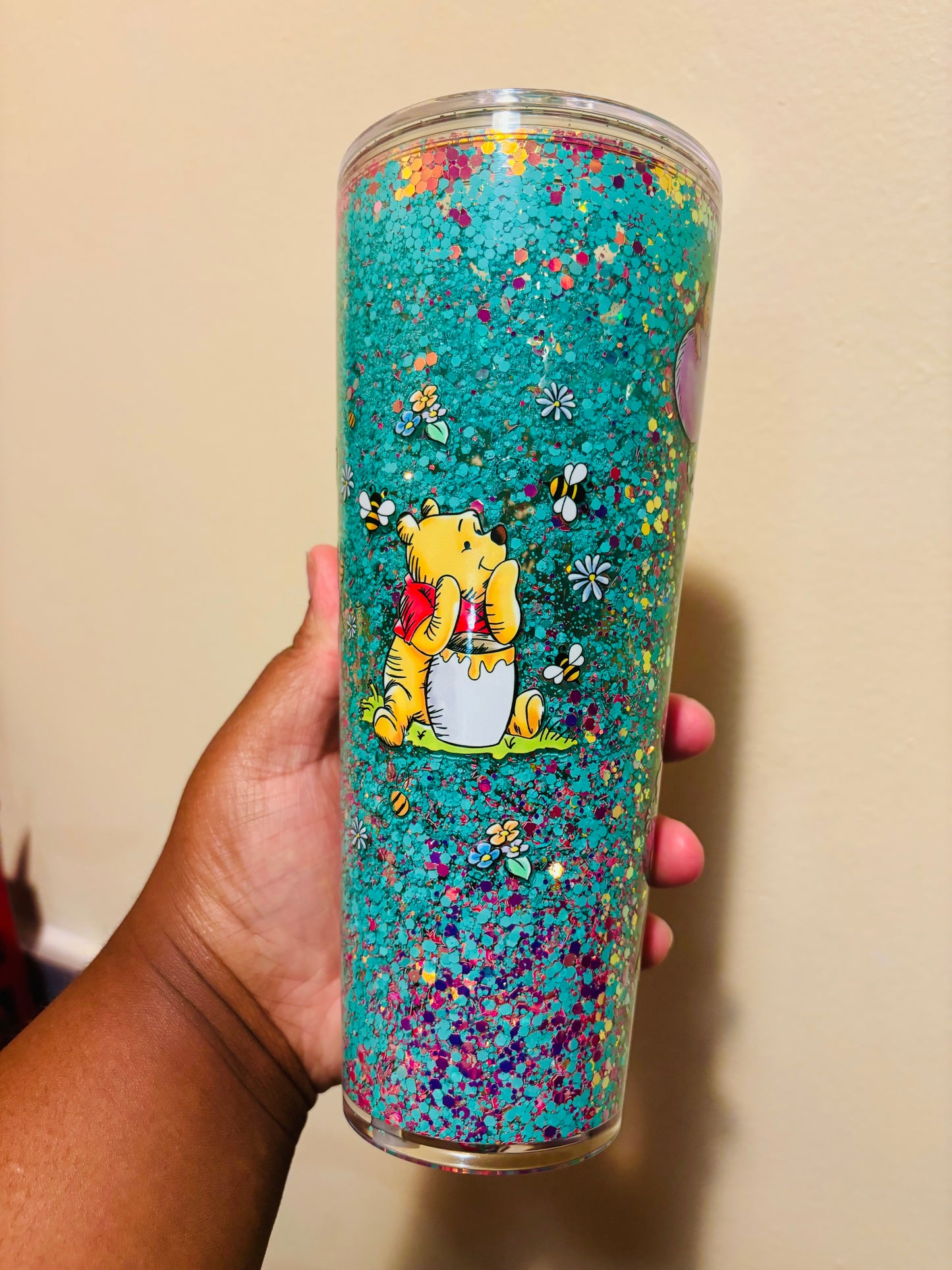 Pooh scenes snow globe acrylic tumbler