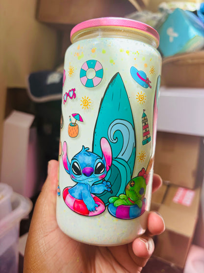 Stitch summer snow globe cup