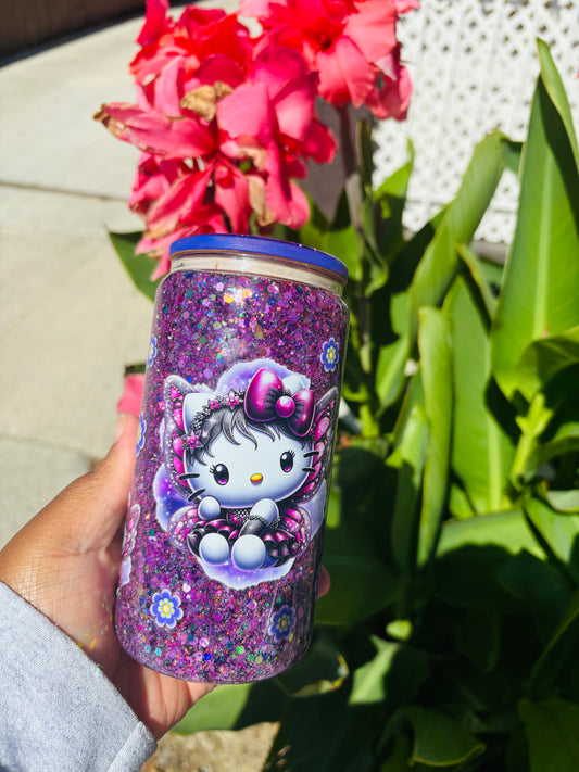 Purple fairy kitty snow globe cup