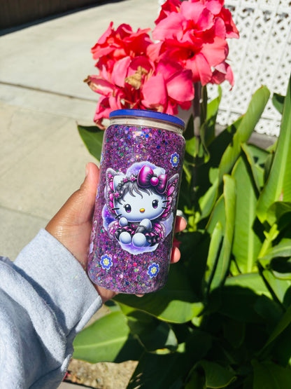 Purple fairy kitty snow globe cup